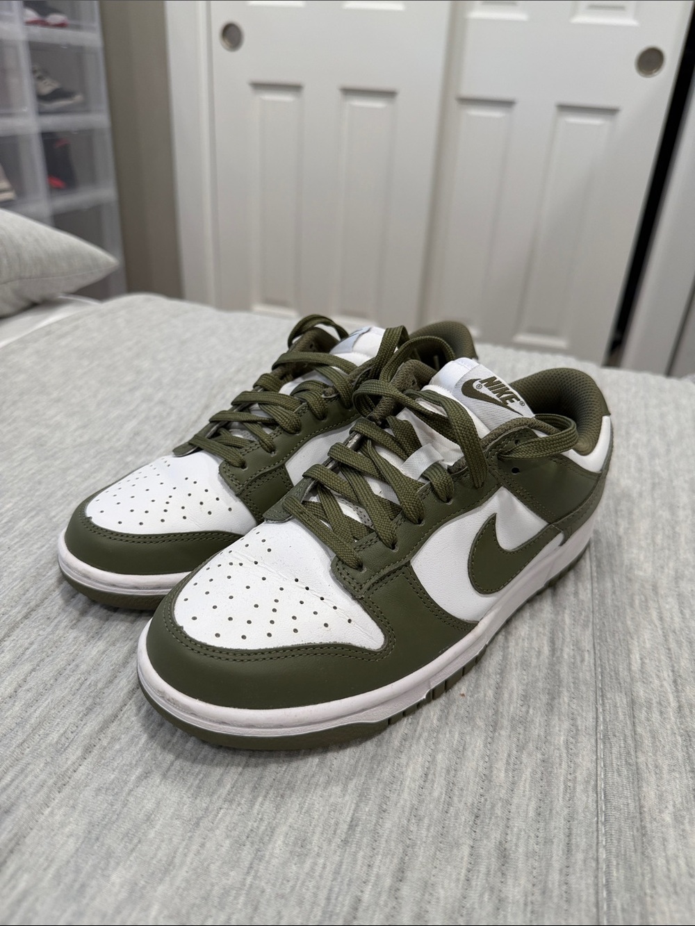 Nike Woman’s  Dunk Low Sneakers - White & Olive